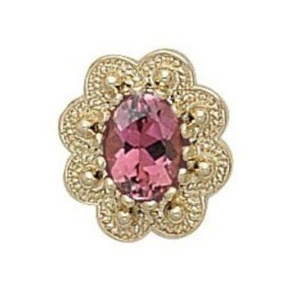 14k Yellow Gold Glatter Pink Tourmaline Victorian Bracelet Slide Jewelry