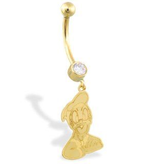 14K Yellow Gold Disney's Donald Duck Belly Button Ring Body Piercing Rings Jewelry