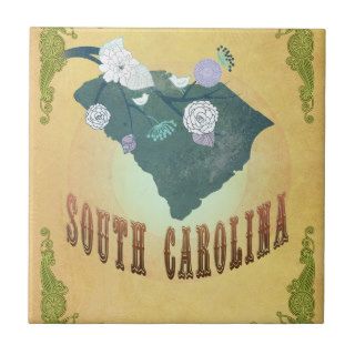 South Carolina State Map  Passion Fruit Yellow Tiles