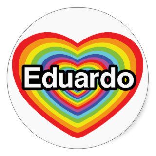 I love Eduardo, rainbow heart Stickers