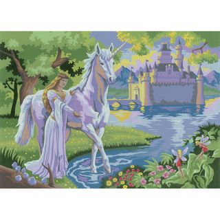 Junior Large Paint By Number Kit 15 1/4" X 11 1/4" Fairy Castle Royal Brush Markers & Paint