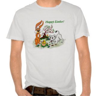 Happy Easter Puppy, chicken, hare T Shirts