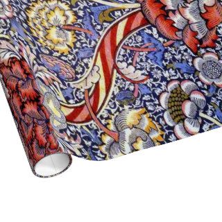 Vintage Floral Wallpaper, Red Yellow Blue Gift Wrapping Paper