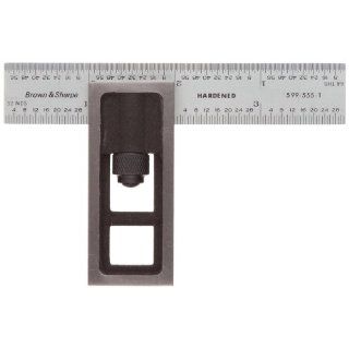 Brown & Sharpe 599 555 1 Inch Adjustable Double Square, Graduations in 32nds, 64ths, 50ths, and 100ths, 4" Blade Precision Measurement Products