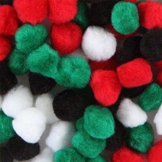 Christmas Craft Pom Poms 80 Count   Red Green White