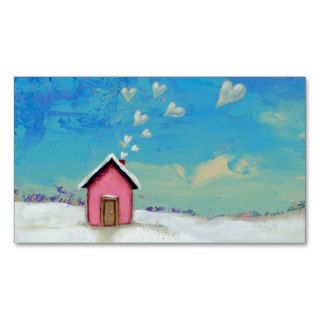 Love shack cabin fun romantic art Staying Warm Business Card