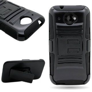 CoverON Hybrid Heavy Duty Case with Hard Kickstand Belt Clip Holster for HTC Desire 601   Black Cell Phones & Accessories
