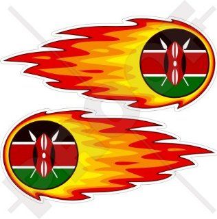 KENYA Kenyan Flaming Fireball, Fire Africa, AFRICAN 5" (125mm) Vinyl Bumper Stickers, Decals x 2 