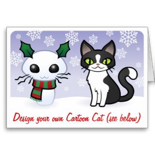 Snow Cat Christmas (design your own cartoon cat) Card