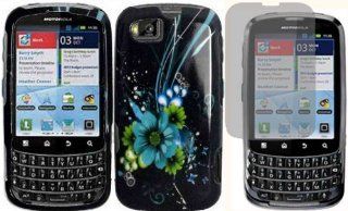 Blue Flower Hard Case Cover+LCD Screen Protector for Motorola Admiral XT603 Cell Phones & Accessories
