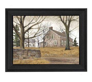 The Craft Room BJ195 603 Stone Cottage, Country Themed Framed Script Canvas Like Print by Artist Billy Jacobs, 16x12 Inches   Shelving Hardware  
