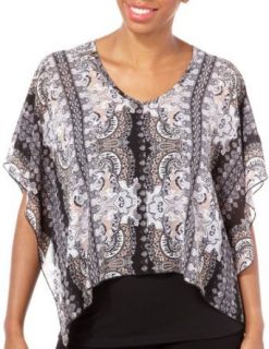 OneWorld Womens Tank and Paisley Woven Overlay Top