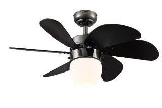 Westinghouse Lighting 7226100 Turbo Swirl CFL Single Light 30 Inch Six Blade Indoor Ceiling Fan, Gun Metal with Opal Frosted Glass    