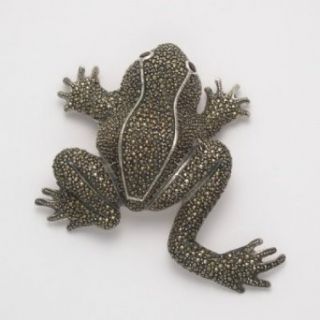 Large Marcasite Frog with Garnet Eyes Pin Clothing