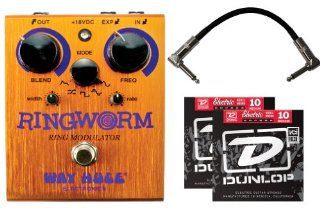 Way Huge WHE606 Ring Worm Ring Modulator Pedal w/2 Sets of Dunlop 10 46 Strings and 6" Patch Cable Musical Instruments