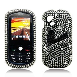 Full Diamond Bling Hard Shell Case for Alcatel OT 606A / T Mobile Sparq [T Mobile] (Black Heart) Cell Phones & Accessories