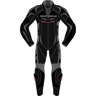 Spidi Reset Wind Men's 1 Piece Leather/Mesh On Road Racing Motorcycle Race Suits   Black/Grey / Size E56/US46 Automotive