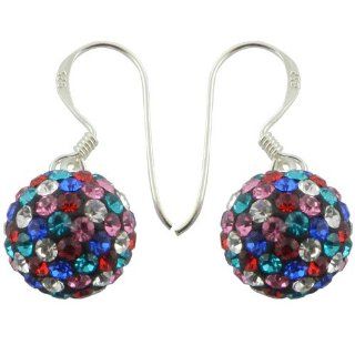 925 Sterling Silver Crystal Multi color Disco Ball Drop Hook Earring Product Code Rkme102 Jewelry