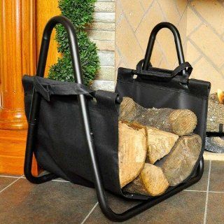 Pleasant Hearth Black Finish Fireplace Log Holder with Canvas Carrier 609 Home And Garden Products Kitchen & Dining