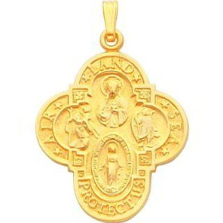 Gold Plated Four Way Cross Charm 24" Bead Charms Jewelry