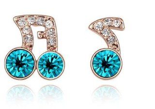 Charm Jewelry Swarovski Crystal Element 18k Rose Gold Plated Blue Zircon Rhythm Notes Exquisite Fashion Stud Earrings Z#631 Zg4fcee8 Jewelry
