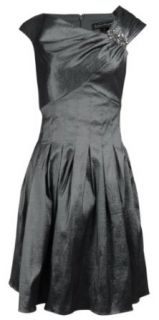 Metallic Sheen Taffeta A line Party Dress (6P, Grey) Dress Party Night