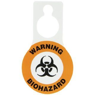 Accuform Signs TAD633 Plastic Shaped Door Knob Hanger Safety Tag, Legend "WARNING BIOHAZARD" with Graphic, 5" Width x 9" Height x 15 mil Thickness, Black/Orange on White (Pack of 10) Industrial Warning Signs Industrial & Scientifi