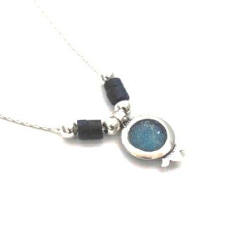 Roman Glass sterling silver necklace POMEGRANATE Pendant Necklaces Jewelry