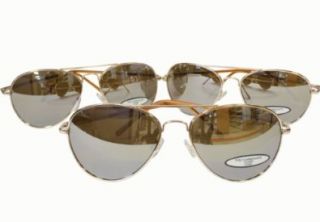 G&G Chrome Metal Silver Mirrored Aviator Sunglasses 3 Pr. Spring Hinges (3 Gold frame) Shoes