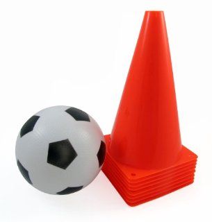 Sports 9" Soccer Field Safety Cone Markers, Set of 8 (Ball Included)  Soccer Training Cones  Sports & Outdoors