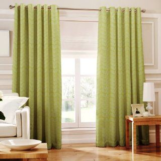 Loretta Lined Eyelet Curtains Lime 66x72   Window Treatment Curtains