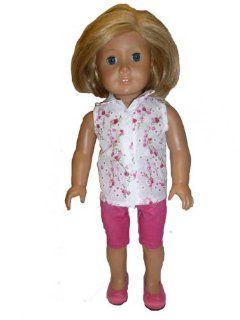 SALE 3 PC Pink Flower Blouse Outfit for 18 inch dolls like American Girl Doll   made in the USA Toys & Games