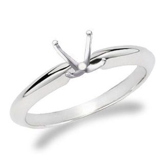 4 Prong Solitaire Engagement Ring Setting White Gold 14K Jewelry