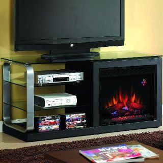 Luxe 52 inch Electric Fireplace Media Console   Black Metal   23mm9501   Space Heaters