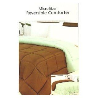 Microfiber Reversible Comforter Twin Size Brown Green  
