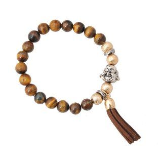 Spinningdaisy Spiritual Buddha Head with Tossel Elastic Bracelet Brown Color  Other Products  