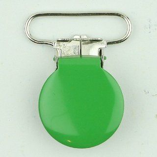 25 Ribbit   Medium Green (G64) Enamel/Enameled Round Face 1" Suspender Clips with Rectangle Inserts for Soother/Paci/Pacifier/Dummy/Bib/Toy Holder Clips  Other Products  