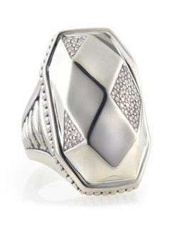 Elongated Pav� Diamond Octagon Ring, Size 7