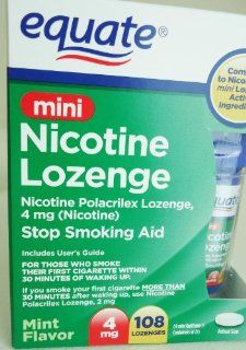 EQUATE MINI NICOTINE LOZENGE 108 CT,4MG, MINT FLAVOR,PACK OF 6;TOTAL; 648 CT Health & Personal Care