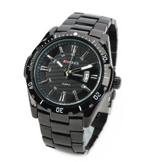Generic CURREN 8110 Men's Tungsten Steel Band Quartz Wrist Watch w/ Calendar   Black (1 x 626) Cell Phones & Accessories