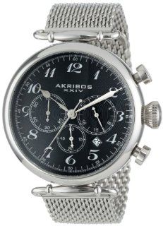 Akribos XXIV Men's AK627SSB Retro Chronograph Black Dial Stainless Steel Mesh Strap Watch at  Men's Watch store.