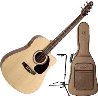 Seagull Coastline S6 Slim CW Spruce Q1 Acoustic w/Seagull Gig Bag and Guitar Stand Musical Instruments