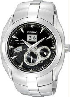 Seiko SNP031 Mens Kinetic Arctura Perpetual Calendar Black Dial Watches