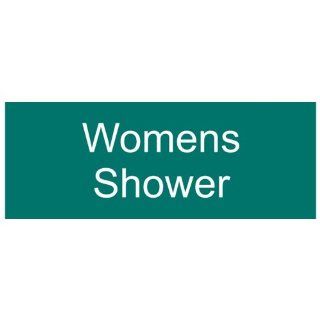 Womens Shower White on Green Engraved Sign EGRE 653 WHTonGreen  Business And Store Signs 