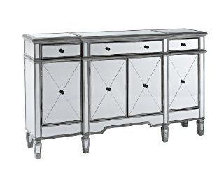 Powell Company Mirrored 4 Door 3 Drawer Console   Free Standing Cabinets