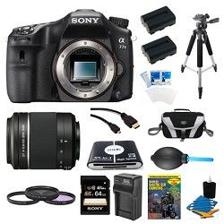 Sony a77II HD DSLR Camera, 64GB Card, and 55 200mm Lens Bundle