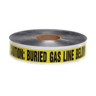 Presco D2105Y5 658 1000' Length x 2" Width, Yellow with Black Ink Detectable Underground Warning Tape, Legend "Caution Buried Gas Line Below" (Pack of 12) Safety Tape