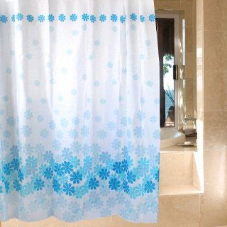 Eda2000 Shower Curtain 71 by 71 Inch Blue Flower Polyester Fibre White  