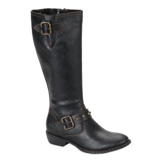 BOLO Deandra Tall Double Buckle Riding Boots, Black, Womens