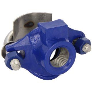 Smith Blair Ductile Iron Saddle Clamp, Stainless Steel Single Strap, 2" Pipe Size, 1" NPT Female Outlet Industrial Pipe Fittings